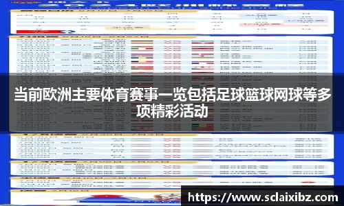 当前欧洲主要体育赛事一览包括足球篮球网球等多项精彩活动