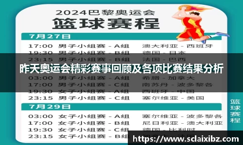 昨天奥运会精彩赛事回顾及各项比赛结果分析