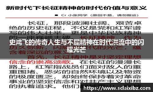史鸿飞的传奇人生与不屈精神在时代洪流中的闪耀光芒